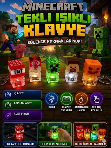 Klavye Minecraft Işıklı Anahtarlık 20X50 ad