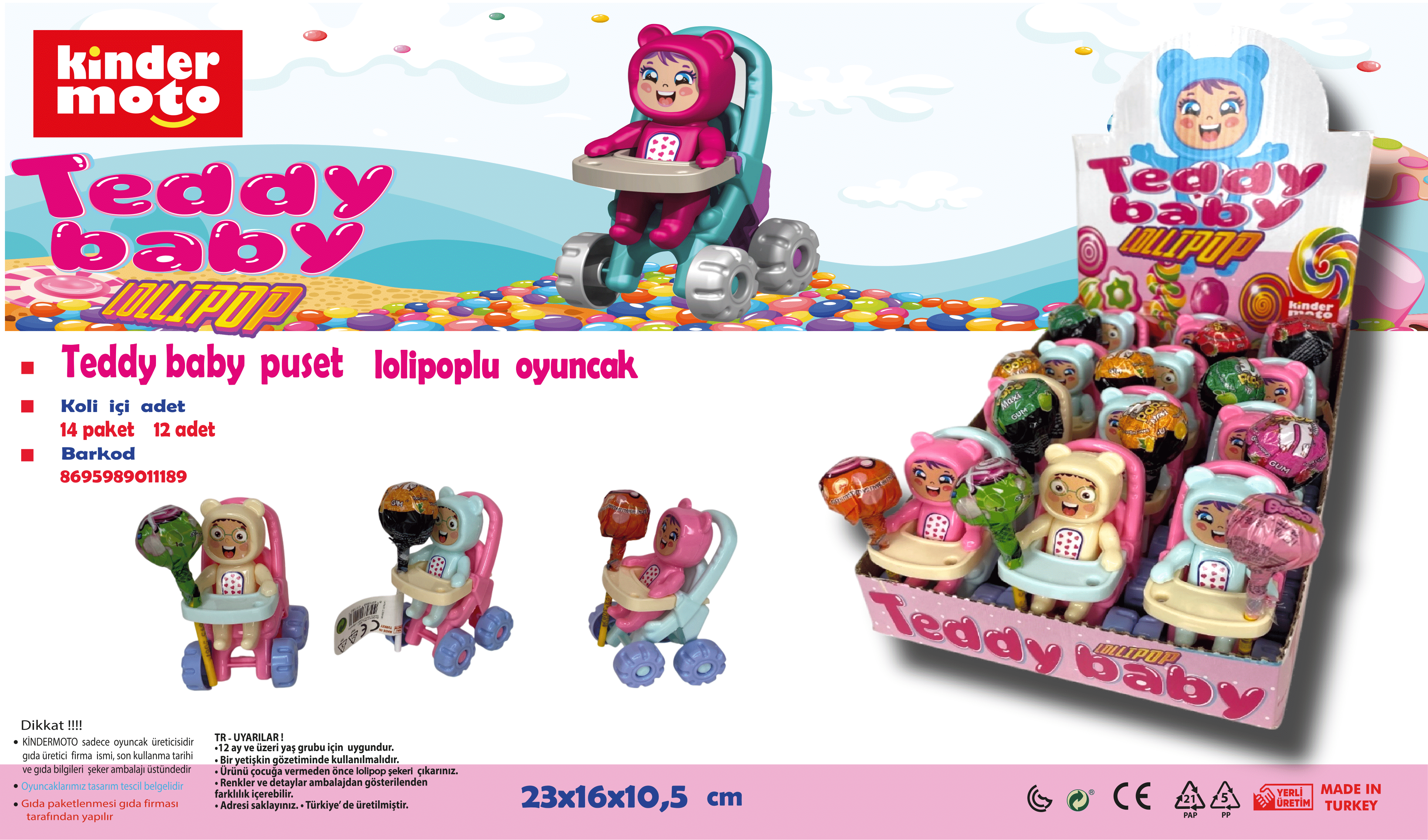Kinder Moto Teddy Baby 14X12 adet